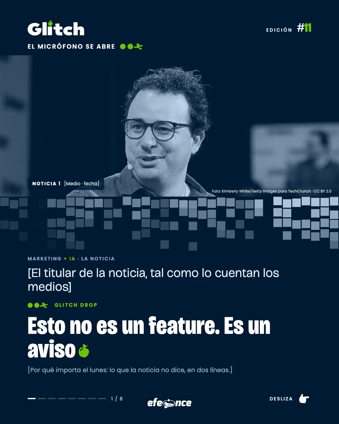 Lámina de la noticia 1 con la franja «El micrófono se abre» sobre la foto.