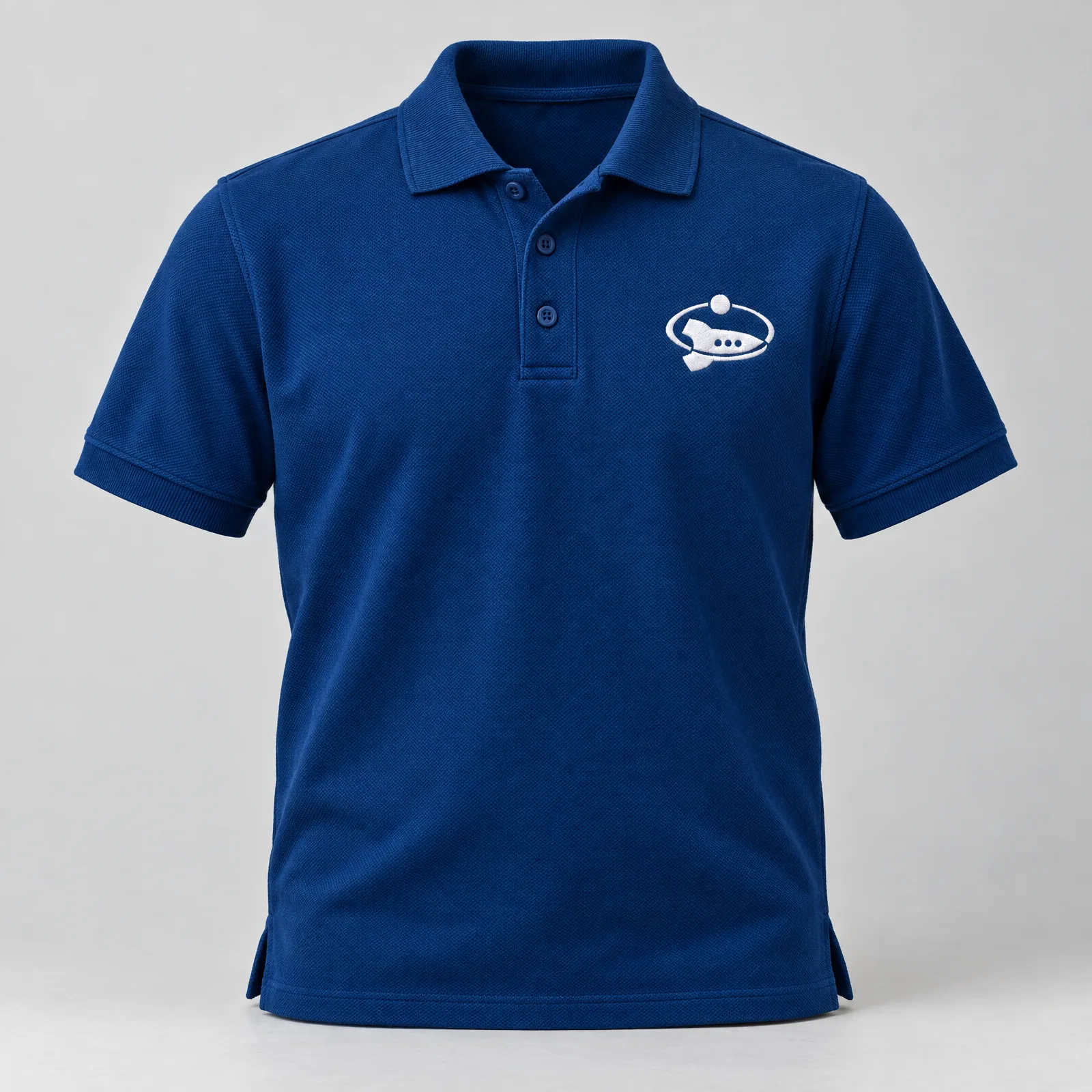 Polo navy actual con el isotipo bordado