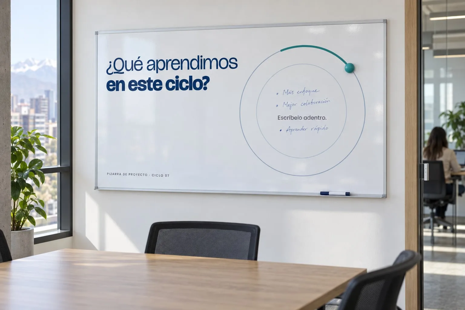 Pizarra · el imán avanza por la órbita: maqueta fotográfica generada con IA