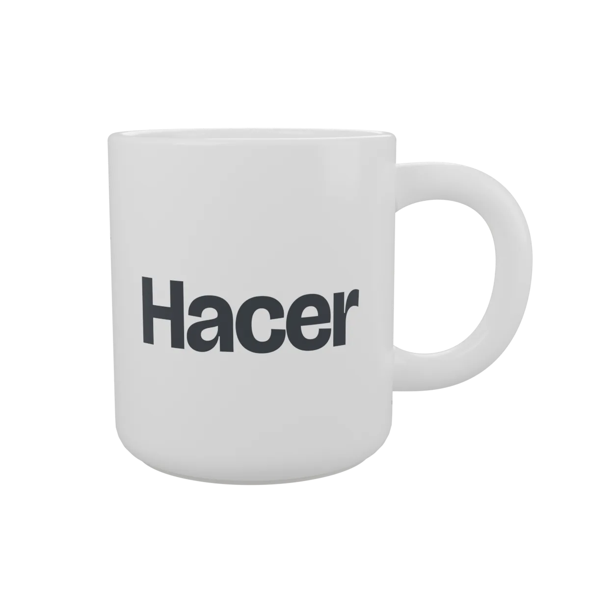 Taza distractora con «Hacer» en gris sin punto