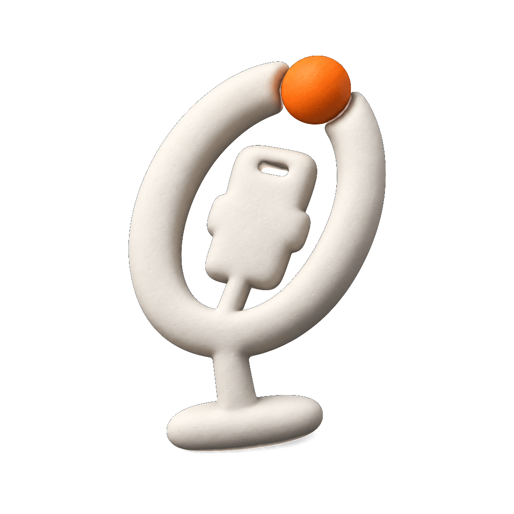 Aro de luz en volumen: arcilla mate con la esfera naranja