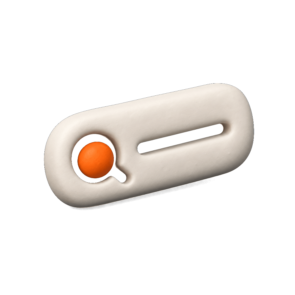 Barra de búsqueda en volumen: arcilla mate con la esfera naranja