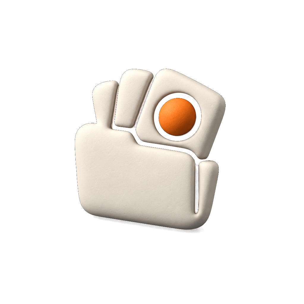 Biblioteca de assets en volumen: arcilla mate con la esfera naranja