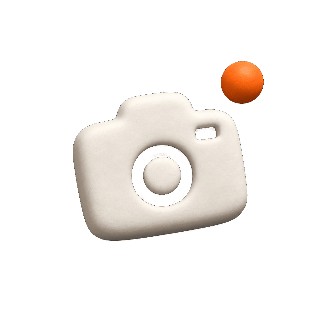 Cámara en volumen: arcilla mate con la esfera naranja