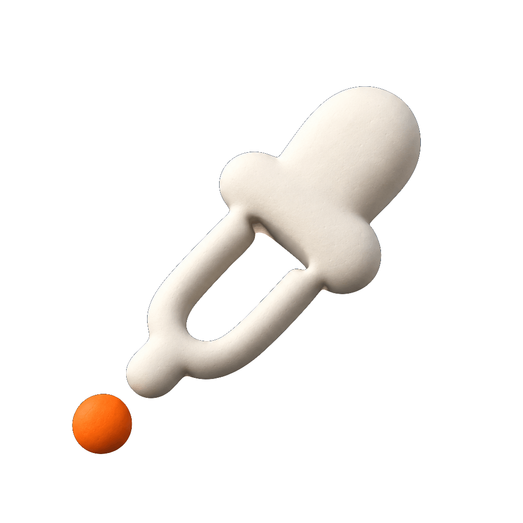 Cuentagotas en volumen: arcilla mate con la esfera naranja