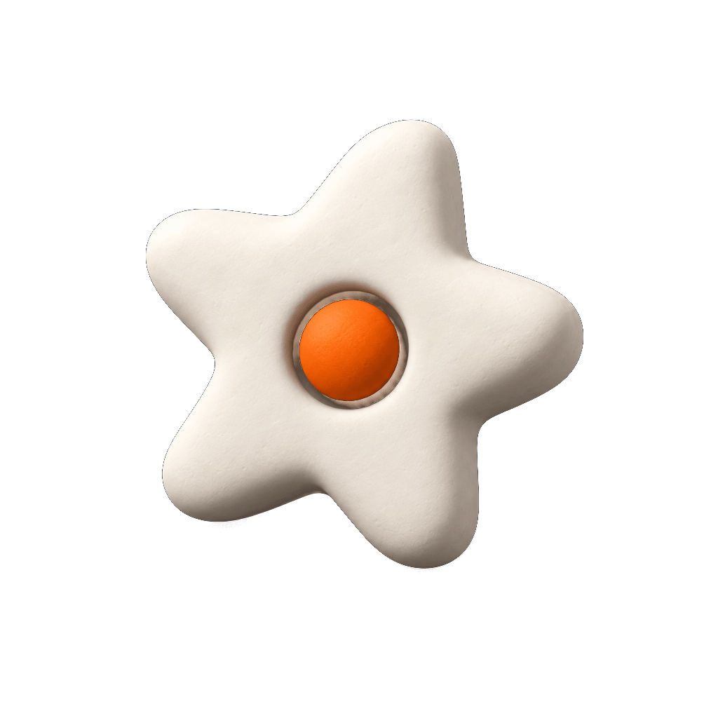 Estrella en volumen: arcilla mate con la esfera naranja