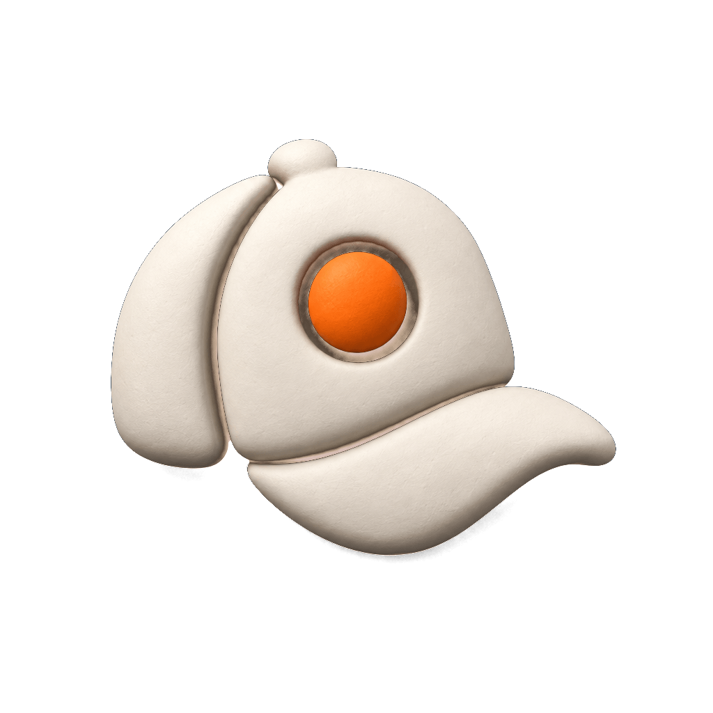 Gorra Efeonce en volumen: arcilla mate con la esfera naranja