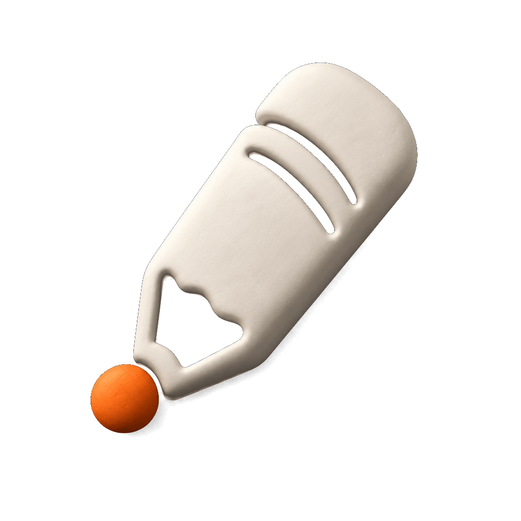Lápiz en volumen: arcilla mate con la esfera naranja
