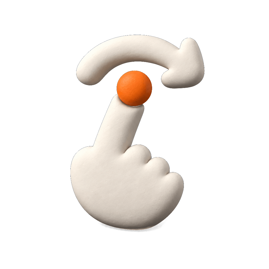 Mano en volumen: arcilla mate con la esfera naranja
