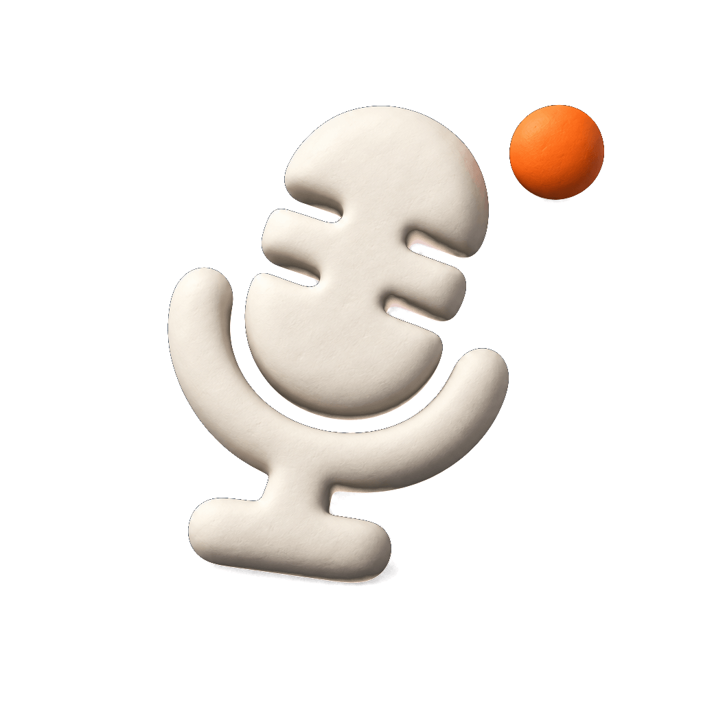Micrófono en volumen: arcilla mate con la esfera naranja