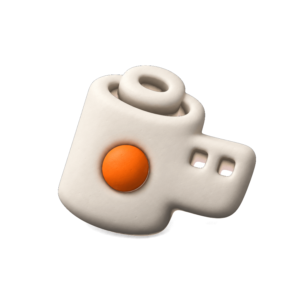 Película en volumen: arcilla mate con la esfera naranja