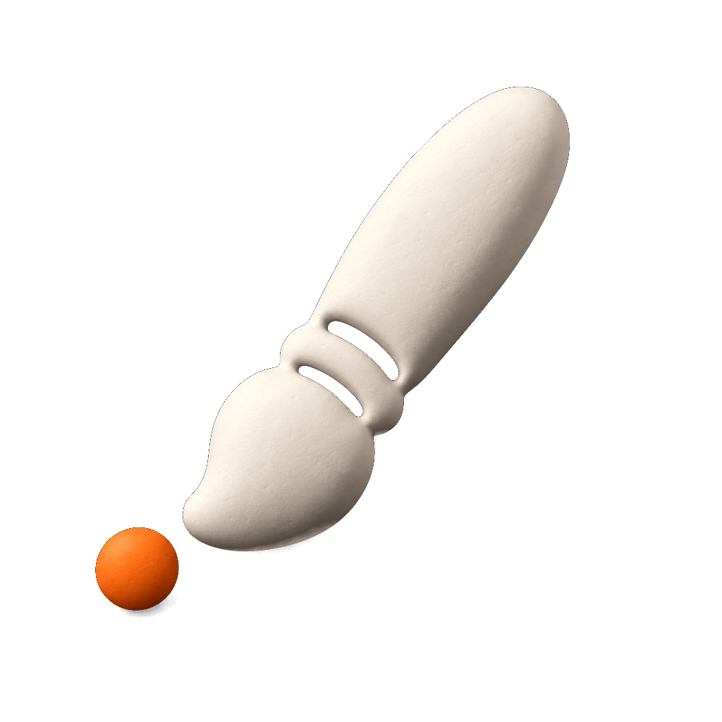 Pincel en volumen: arcilla mate con la esfera naranja