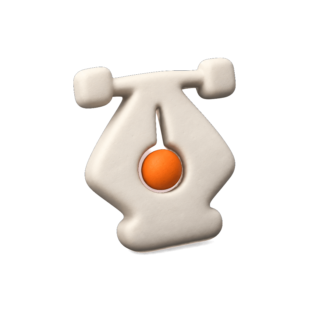 Pluma vectorial en volumen: arcilla mate con la esfera naranja