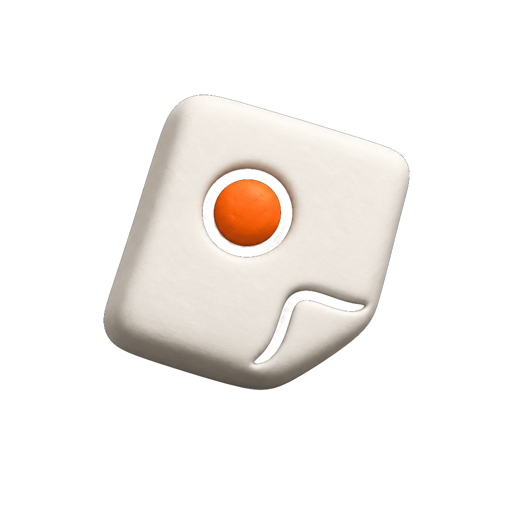 Post-it en volumen: arcilla mate con la esfera naranja