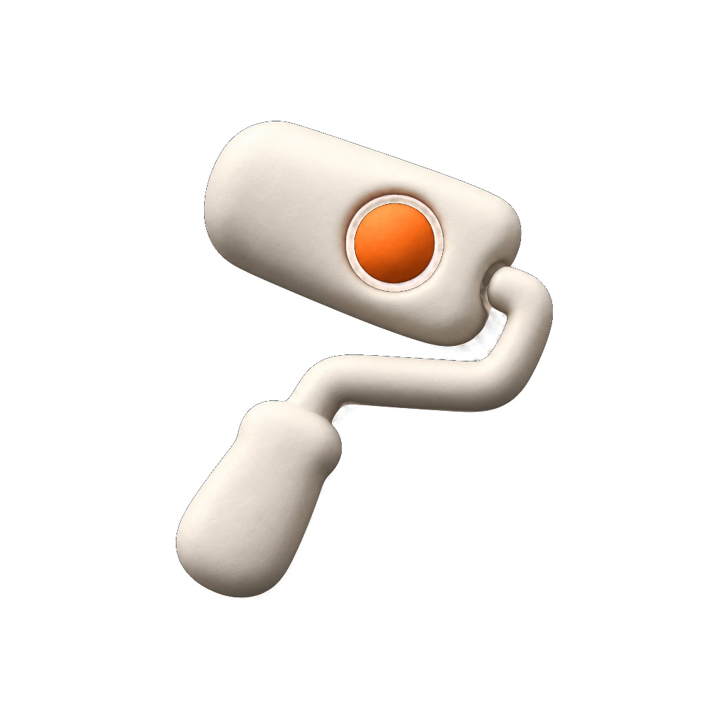 Rodillo en volumen: arcilla mate con la esfera naranja