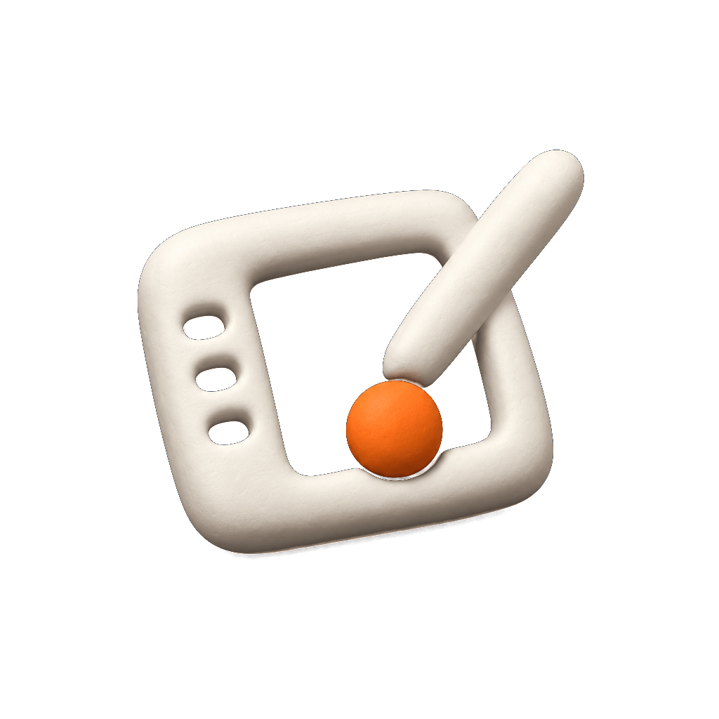 Tablet en volumen: arcilla mate con la esfera naranja