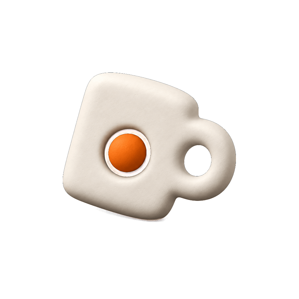 Taza de café en volumen: arcilla mate con la esfera naranja