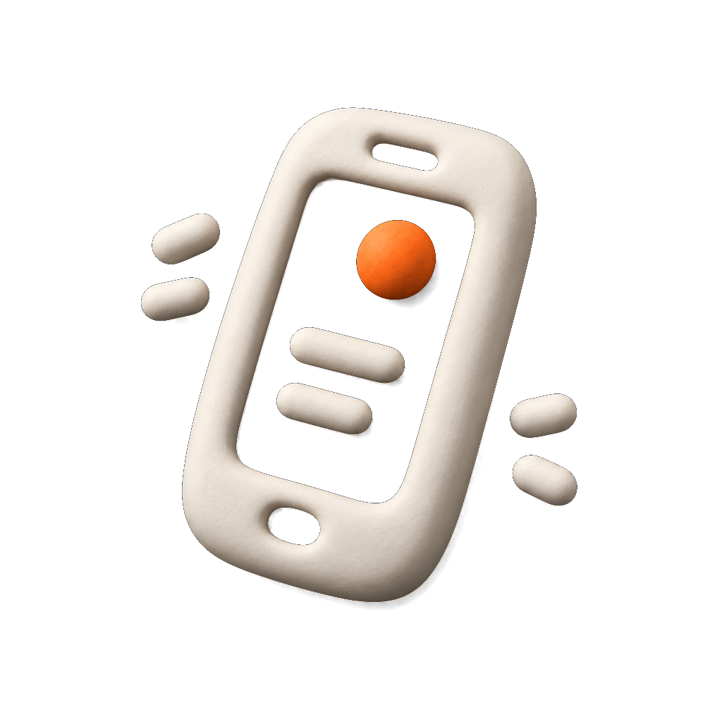 Teléfono en volumen: arcilla mate con la esfera naranja