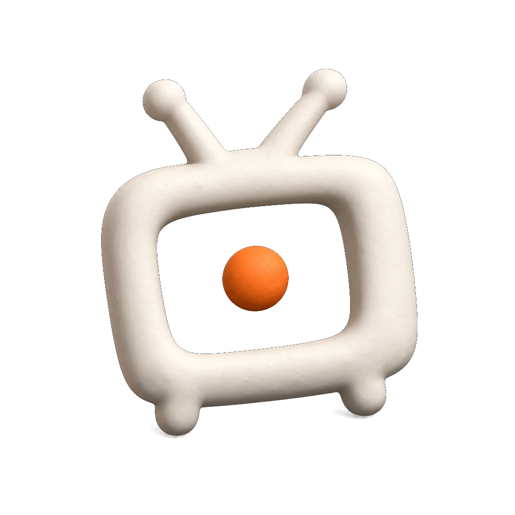 Televisión en volumen: arcilla mate con la esfera naranja