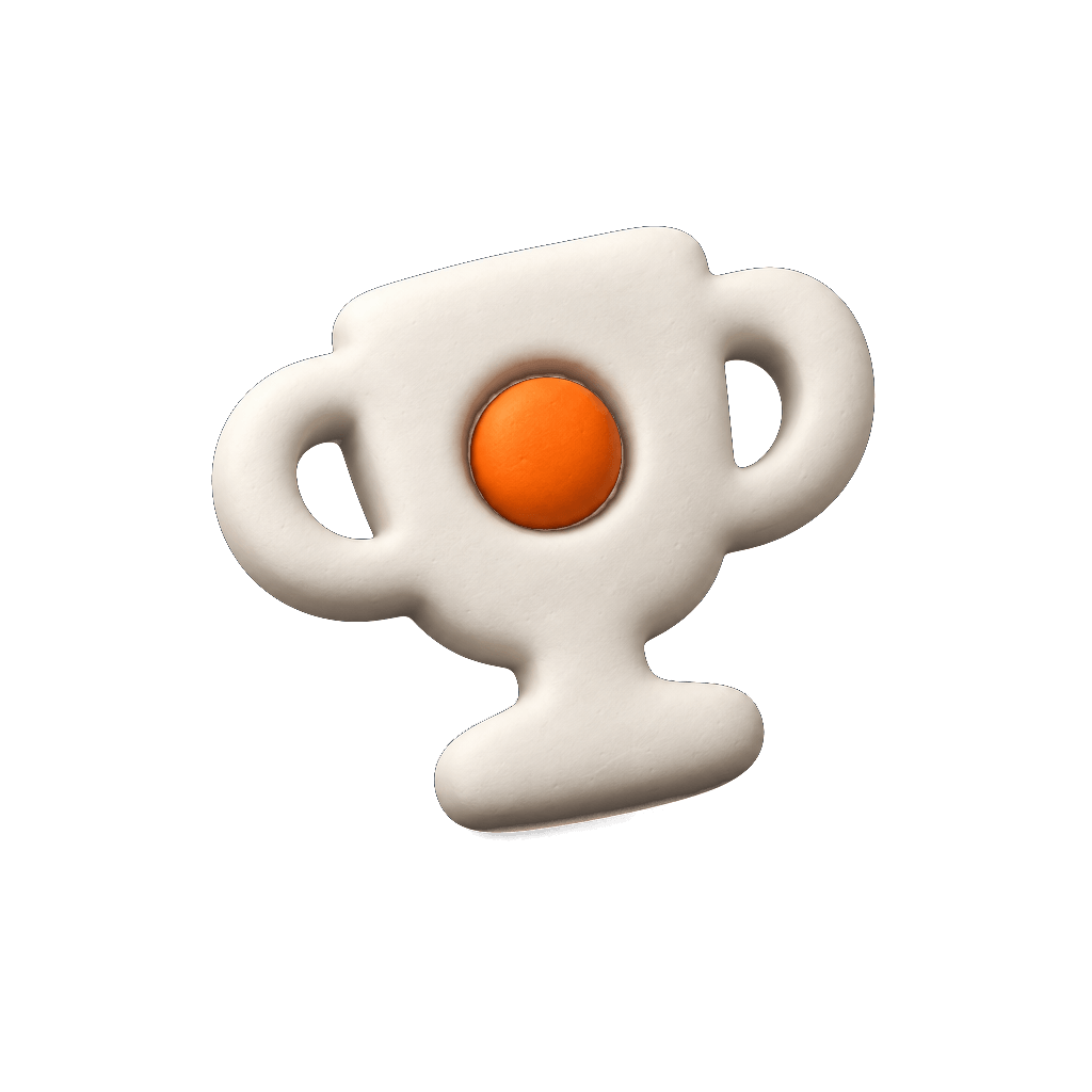 Trofeo en volumen: arcilla mate con la esfera naranja