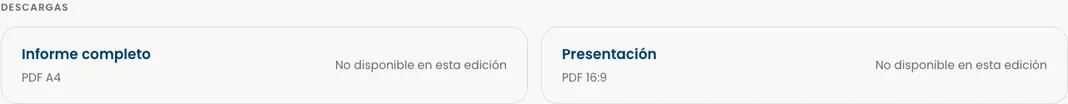 Informe live en escritorio: Descarga no disponible. Lo que todavía no existe dice «no disponible»; sin botones muertos.