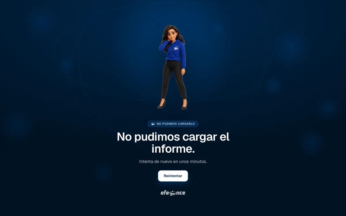 Informe live en escritorio: Estado 502. No se pudo cargar.