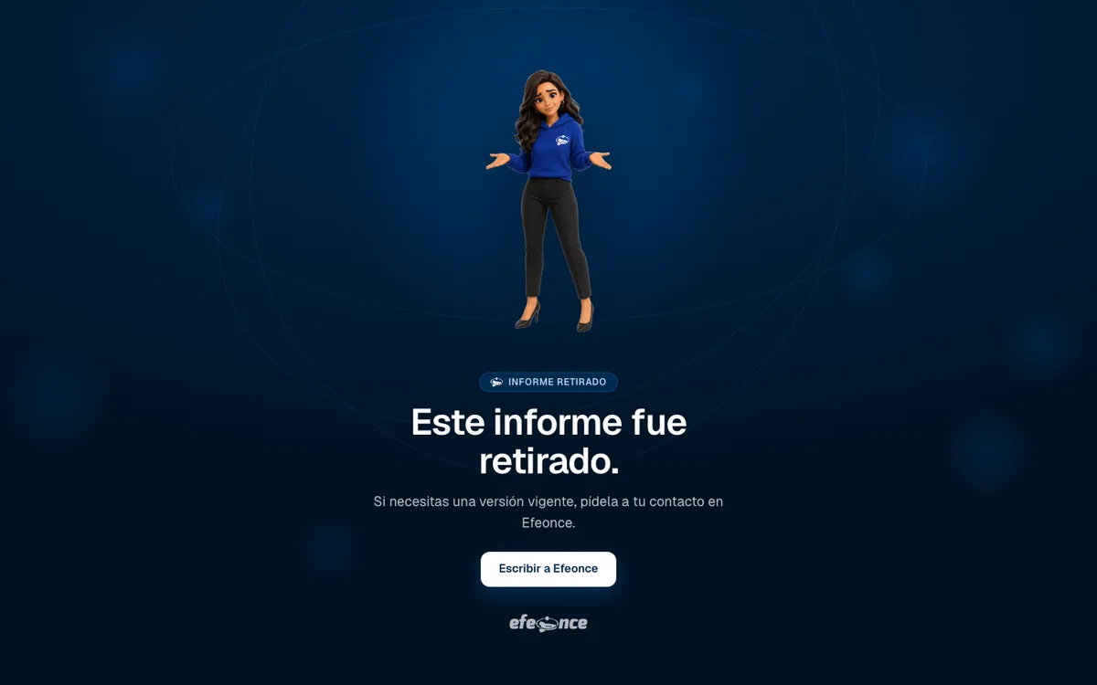 Informe live en escritorio: Estado 410. Informe retirado.
