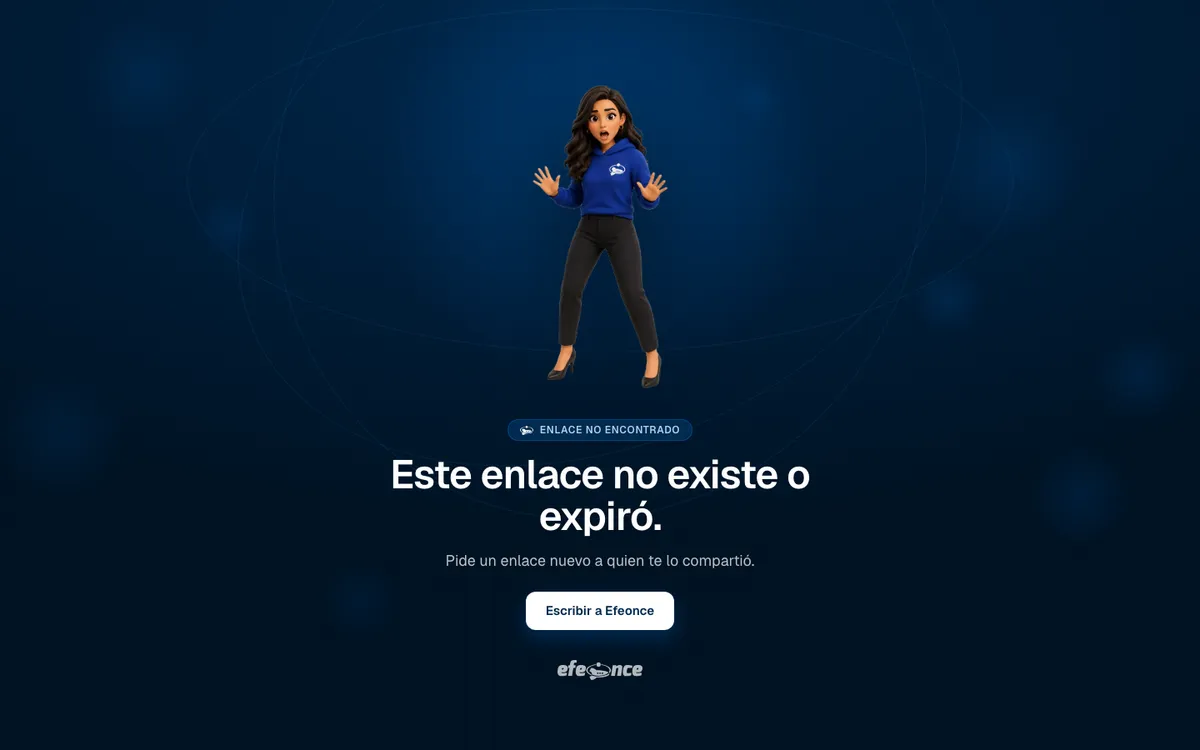 Informe live en escritorio: Estado 404. Enlace desconocido o vencido.