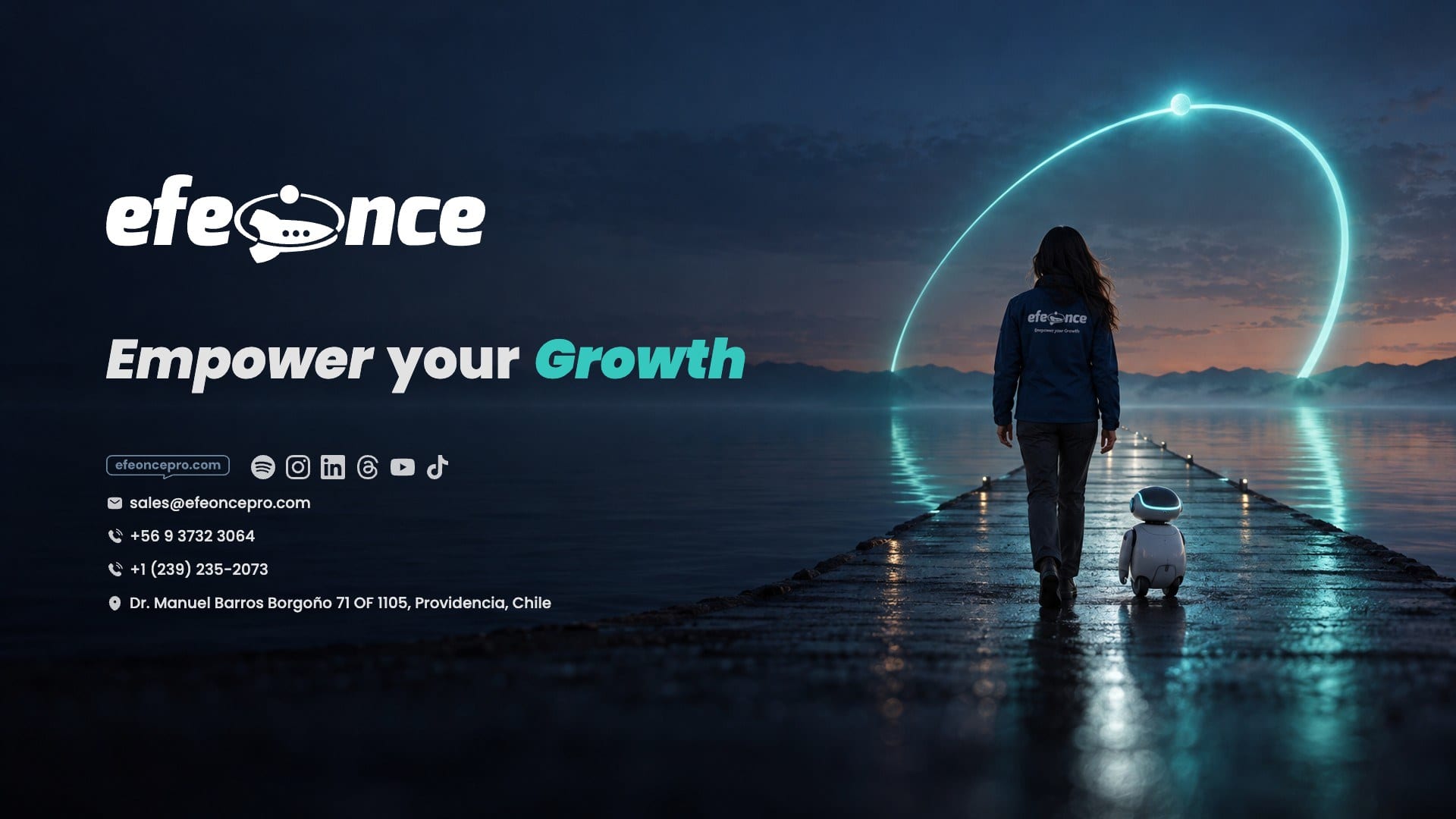Referencia aprobada: Contraportada de propuesta · «Empower your Growth» al amanecer