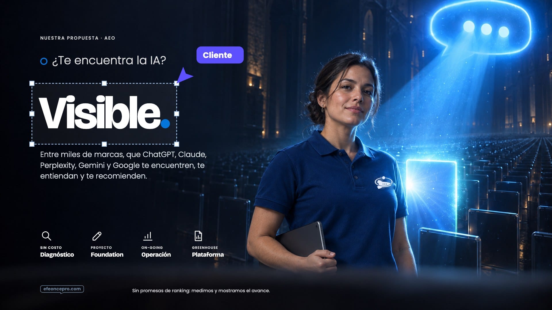 Referencia aprobada: Propuesta AEO en cine · entre miles de marcas, la IA ilumina una